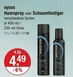 V Markt Syoss haarspray oder schaumfestiger Angebot