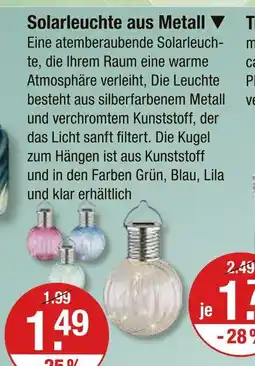V Markt Solarleuchte aus metall Angebot