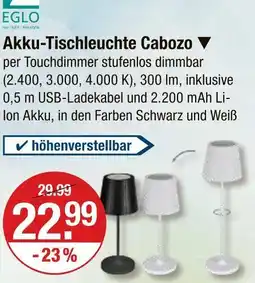 V Markt Eglo akku-tischleuchte cabozo Angebot