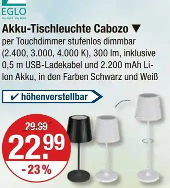 V Markt Eglo akku-tischleuchte cabozo Angebot