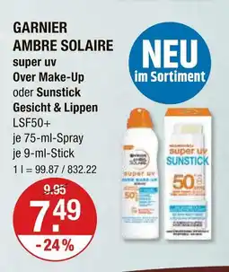 V Markt Garnier ambre solaire super uv over make-up oder sunstick gesicht & lippen Angebot