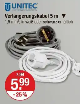 V Markt Unitec verlängerungskabel 5 m Angebot
