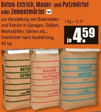 V Baumarkt Beton-Estrich, Mauer- und Putzmörtel oder Zementmörtel Angebot
