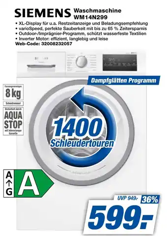 expert Techno Land SIEMENS Waschmaschine WM14N299 Angebot