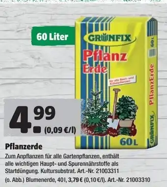 Hagebau Pflanzerde 60Liter Angebot