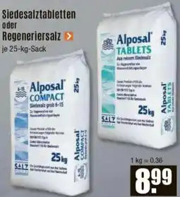 V Baumarkt Siedesalztabletten oder Regeneriersalz Angebot