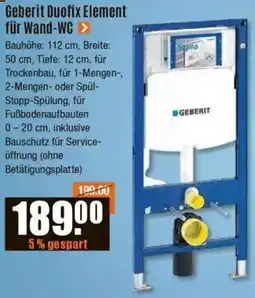 V Baumarkt Geberit Duofix Element für Wand-WC Angebot
