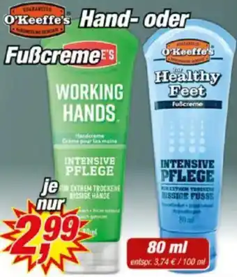 Posten Börse O'Keeffe's Hand- oder Fußcreme Angebot