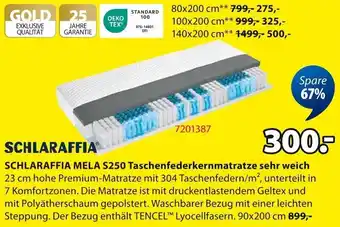 Jysk SCHLARAFFIA MELA S250 Taschenfederkernmatratze sehr weich Angebot