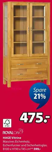 Jysk ROYAL OAK HAGE Vitrine Angebot