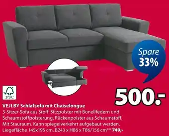 Jysk VEJLBY Schlafsofa mit Chaiselongue Angebot