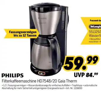 MEDIMAX PHILIPS Filterkaffeemaschine HD7548/20 Gaia Therm Angebot
