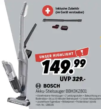 MEDIMAX BOSCH Akku-Stielsauger BBH3K2801 Angebot