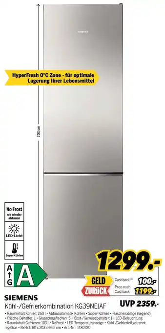 MEDIMAX SIEMENS Kühl-/Gefrierkombination KG39NEIAF Angebot