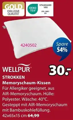 Jysk WELLPUR STROKKEN Memoryschaum-Kissen Angebot