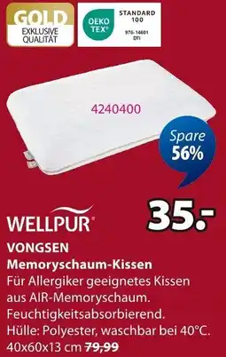 Jysk WELLPUR VONGSEN Memoryschaum-Kissen Angebot