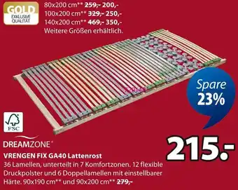 Jysk DREAMZONE VRENGEN FIX GA40 Lattenrost Angebot