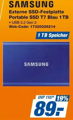Expert SAMSUNG Externe SSD-Festplatte Portable SSD T7 Blau 1TB Angebot