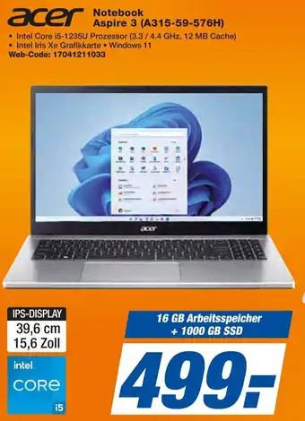 Expert acer Notebook Aspire 3 (A315-59-576H) Angebot