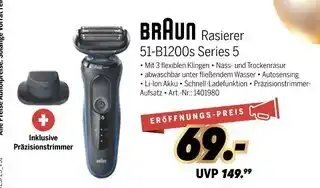 MEDIMAX Braun rasierer 51-b1200s series 5 Angebot