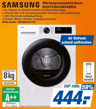 Expert SAMSUNG Wärmepumpentrockner DV8TCGCOBOAEEG Angebot
