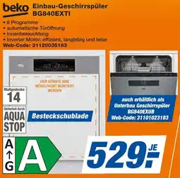 Expert beko Einbau-Geschirrspüler BG840EXTI Angebot