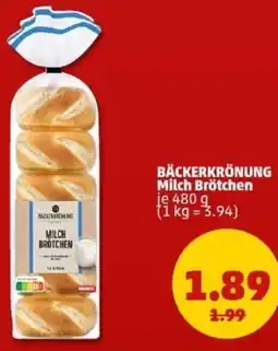 PENNY BÄCKERKRÖNUNG Milch Brötchen Angebot