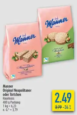 diska Manner Original Neapolitaner oder Törtchen Haselnuss Angebot