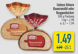 diska Lieken Urkorn Bauernmild oder Roggenbäcker Angebot