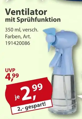 Sonderpreis Baumarkt Ventilator mit Sprühfunktion Angebot