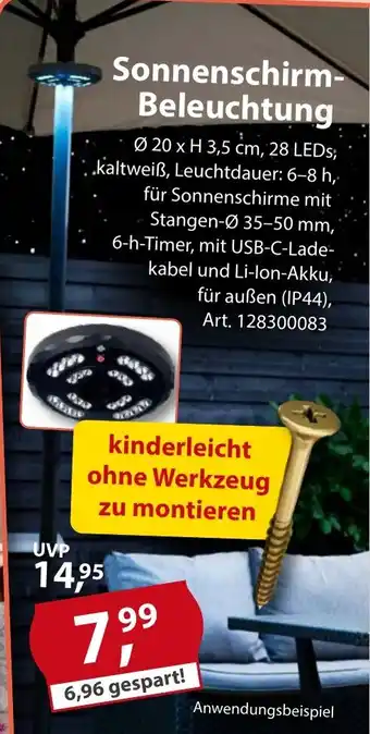 Sonderpreis Baumarkt Sonnenschirm- Beleuchtung Angebot