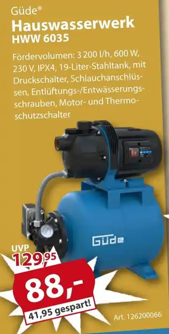 Sonderpreis Baumarkt Güde Hauswasserwerk HWW 6035 Angebot