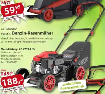 Sonderpreis Baumarkt GERMANIA versch. Benzin-Rasenmäher Angebot