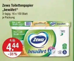V Markt Zewa Toilettenpapier ,,bewährt" Angebot