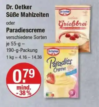 V Markt Dr. Oetker Süße Mahlzeiten oder Paradiescreme Angebot