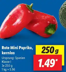 Lidl Rote Mini Paprika, kernlos Angebot
