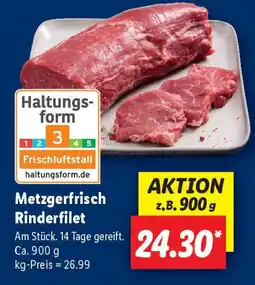 Lidl Metzgerfrisch Rinderfilet Angebot