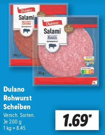 Lidl Dulano Rohwurst Scheiben Angebot