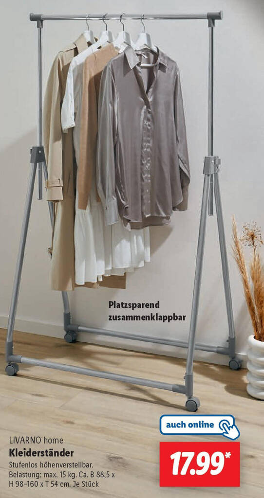 Livarno Home Kleiderständer – Höhenverstellbare Kompakt-Garderobe Mit Schuhablage & Rollen, Stahl/Kunststoff