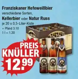 V Markt Franziskaner Hefeweißbier Kellerbier oder Natur Russ Angebot