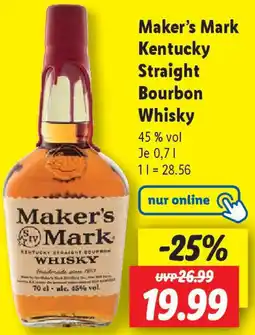 Lidl Maker's Mark Kentucky Straight Bourbon Whisky Angebot