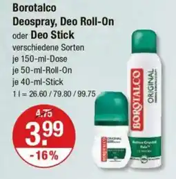 V Markt Borotalco Deospray, Deo Roll-On oder Deo Stick Angebot