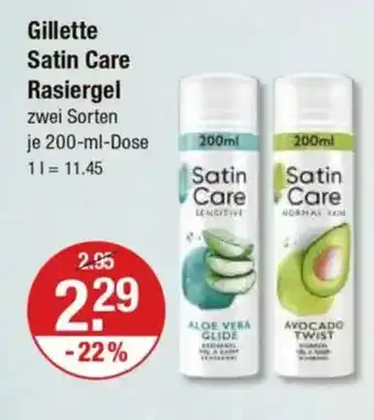 V Markt Gillette Satin Care Rasiergel Angebot
