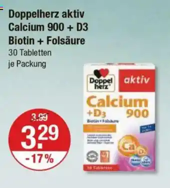 V Markt Doppelherz aktiv Calcium 900 + D3 Biotin + Folsäure Angebot