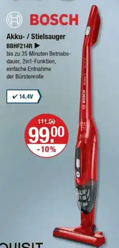 V Markt Akku- / Stielsauger BBHF214R Angebot