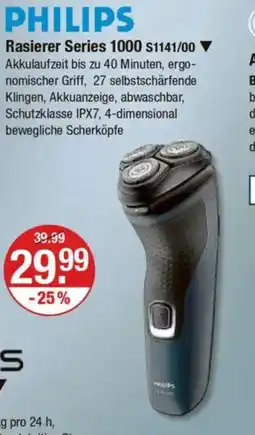 V Markt PHILIPS Rasierer Series 1000 S1141/00 Angebot