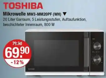 V Markt TOSHIBA Mikrowelle MW3-MM20PF (WH) Angebot
