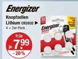 V Markt Energizer Knopfzellen Lithium CR2032 Angebot