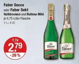 V Markt Faber Secco oder Faber Sekt Halbtrocken und Rotlese Mild Angebot