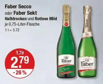 V Markt Faber Secco oder Faber Sekt Halbtrocken und Rotlese Mild Angebot